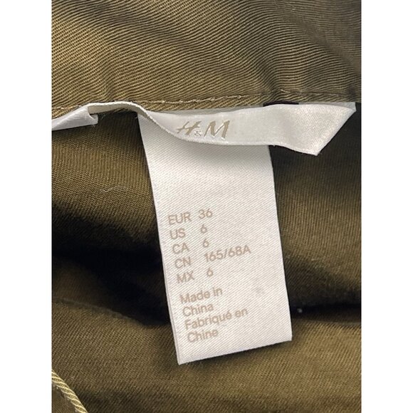 H&M Womens SIZE 6 Brown Twill Cargo Utility Belted A-Line Mini SKIRT EUC - Picture 6 of 6